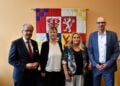 v.l. Landrat Harald Altekrüger, CIT-Geschäftsführerinnen Silke Steiniger und Heike Gensing, Wirtschafts- u. Finanzdezernent Carsten Billing (Quelle: Landkreis Spree-Neiße)