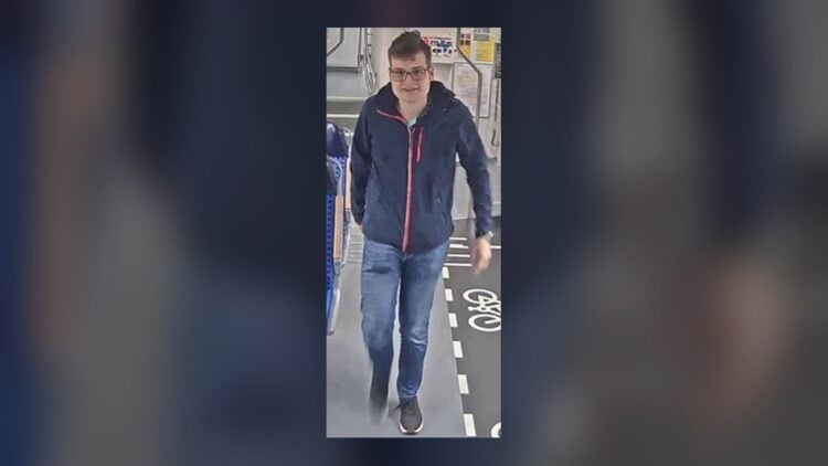 Fahndungsfoto der Bundespolizei: unbekannter Tatverdächtiger nach dem Eingriff in den Bahnverkehr am Bahnhof Flughafen BER