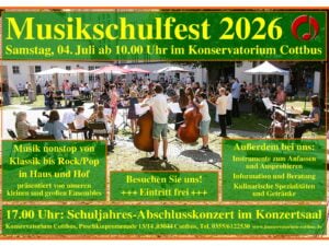 Konservatorium Cottbus feiert Musikschulfest am 4. Juli