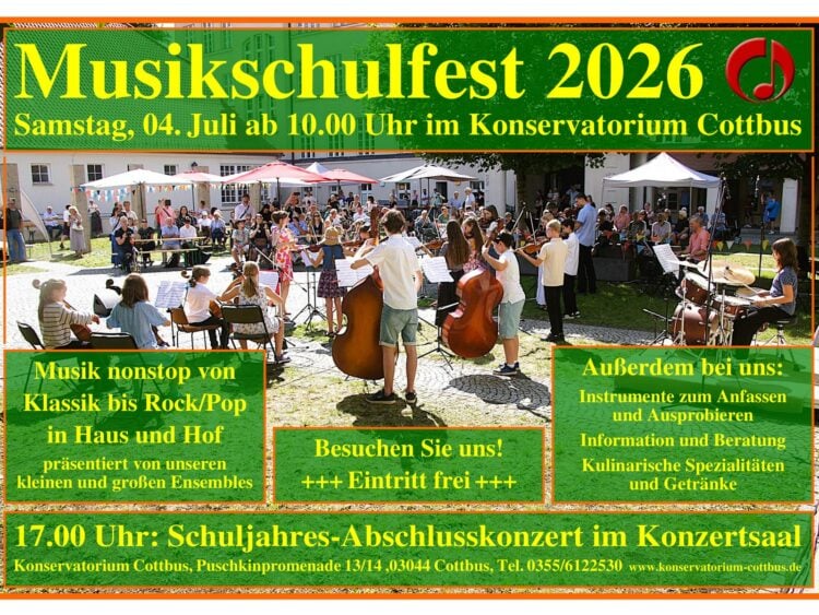 Musikschulfest am Konservatorium Cottbus, Titelbild zum Hoffest am 4. Juli