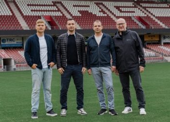 Sebastian Weidhaas, Daniel Ziebig, Sebastian Turowski und Gunnar Winkler (v.l.n.r.) (Bild: FC Energie Cottbus)