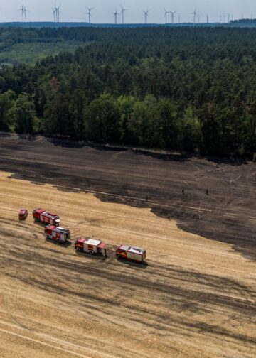 Luftaufnahme der Brandfläche bei Drochow