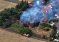 Rauch über Drehnow nach dem Scheunenbrand