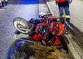 Beschädigtes Motorrad nach dem Unfall in Elsterwerda