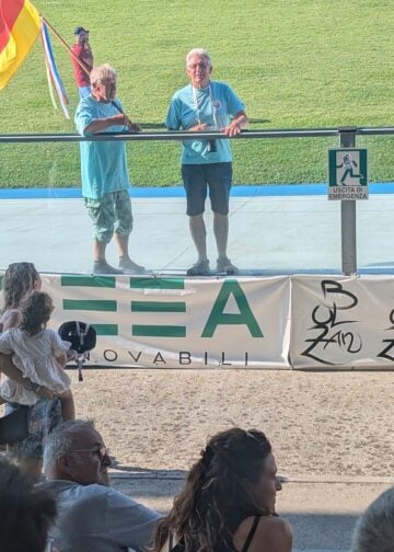 Siegerehrung bei der Steher- und Derny-Europameisterschaft in Pordenone