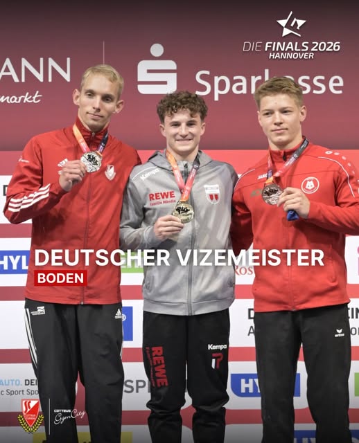 Der Cottbuser Turner Lucas Kochan im Bodenfinale bei Die Finals 2026