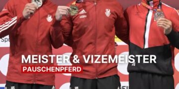 Cottbuser Turner auf dem Siegerpodest am Pauschenpferd bei Die Finals 2026