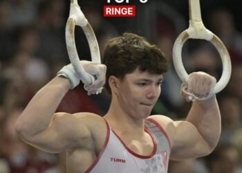 Der Cottbuser Turner Radomyr Stelmakh an den Ringen bei Die Finals 2026 in Hannover