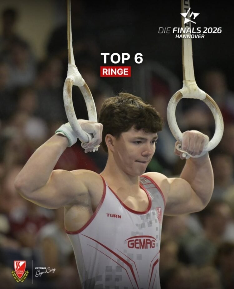 Der Cottbuser Turner Radomyr Stelmakh an den Ringen bei Die Finals 2026 in Hannover