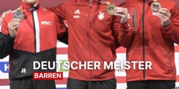 Der Cottbuser Turner Radomyr Stelmakh am Barren bei Die Finals 2026 in Hannover
