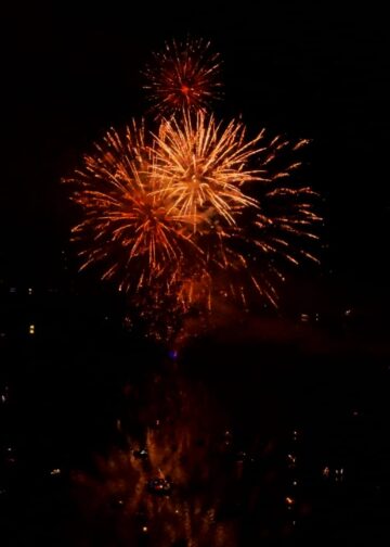 Höhenfeuerwerk über dem Schwielochsee beim Bootskorso