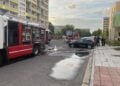 Einsatzkräfte der Feuerwehr am Pflegeheim in Cottbus-Ströbitz