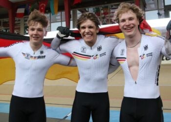 Das erfolgreiche deutsche Gold-Trio im Teamsprint der Junioren. Foto: German Cycling