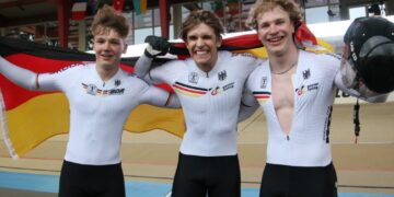 Das erfolgreiche deutsche Gold-Trio im Teamsprint der Junioren. Foto: German Cycling