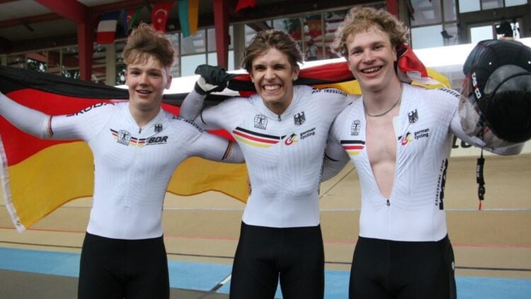 Das erfolgreiche deutsche Gold-Trio im Teamsprint der Junioren. Foto: German Cycling