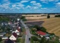 Luftaufnahme des Feldbrands in Spree-Neiße