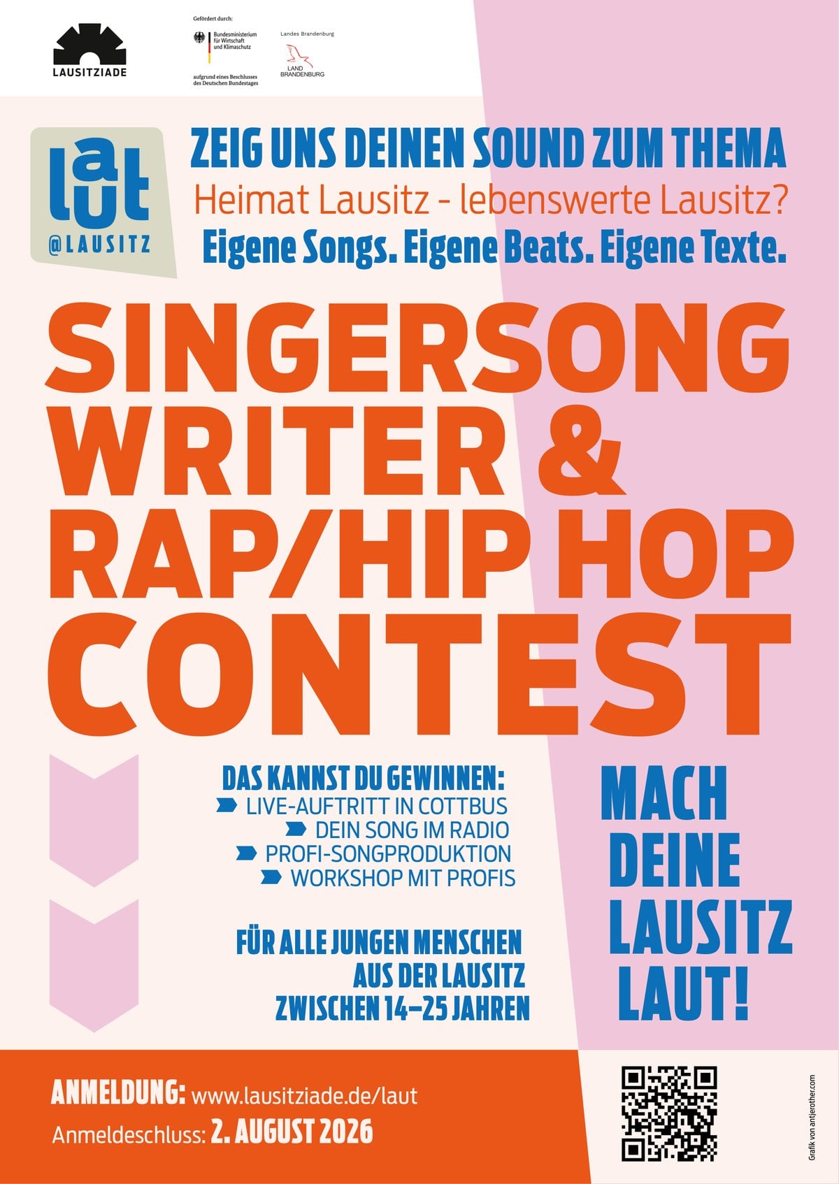 Plakat zum laut@Lausitz Singer-Songwriter und Rap/Hip-Hop Contest 2026