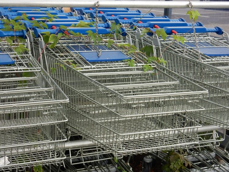 Verbraucherpreise Brandenburg: Einkaufswagen vor einem Supermarkt (Symbolbild)