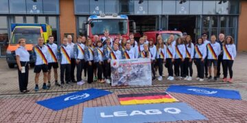Deutsche Mannschaften vor der Europameisterschaft im Feuerwehrsport in Cottbus verabschiedet