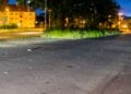 Glasscherben auf einem Parkplatz in Cottbus