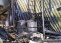 Ausgebrannte Dieseltanks am Brandort in Neupetershain