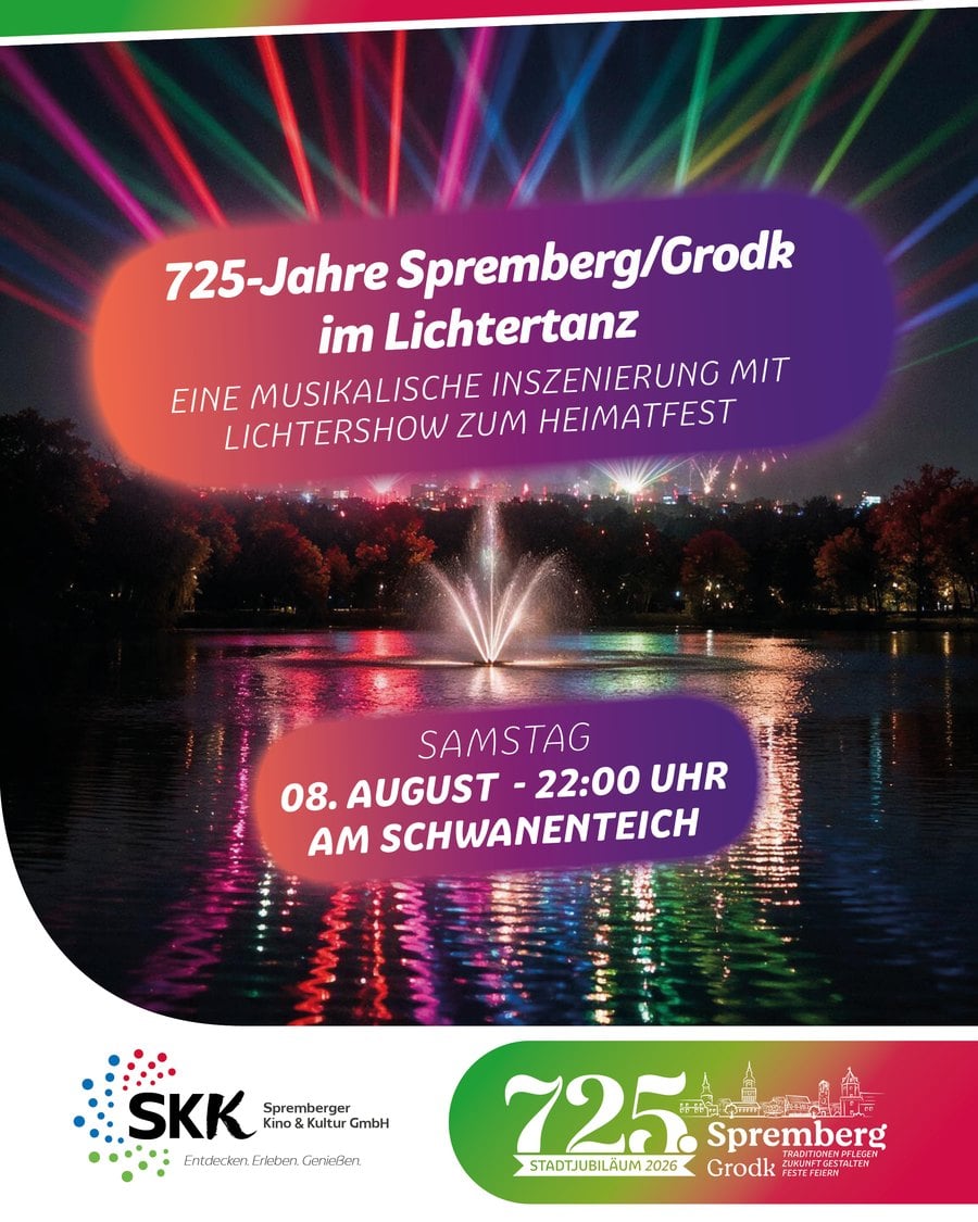 Ankündigung zum Lichtertanz in Spremberg am Schwanenteich