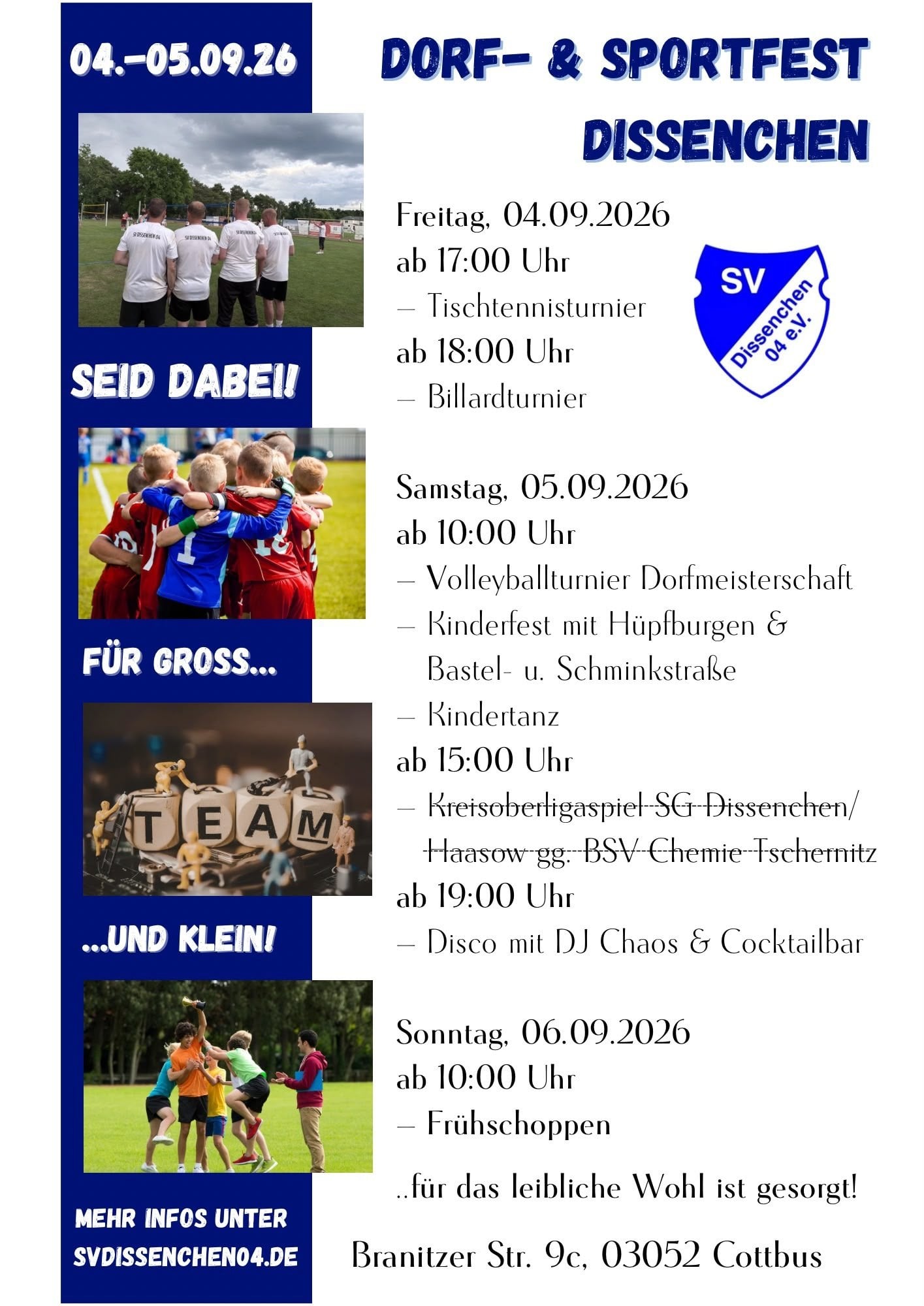 Plakat zum Dorf- und Sportfest Dissenchen