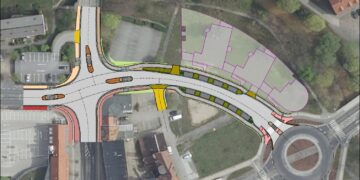 Lageplan des vierten Kreiselarms am Färberquartier in Spremberg