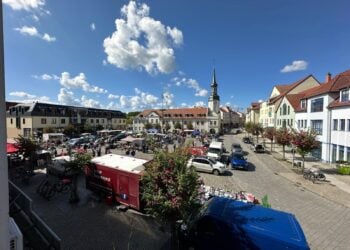Stände mit gebrauchten Waren auf einem Flohmarkt