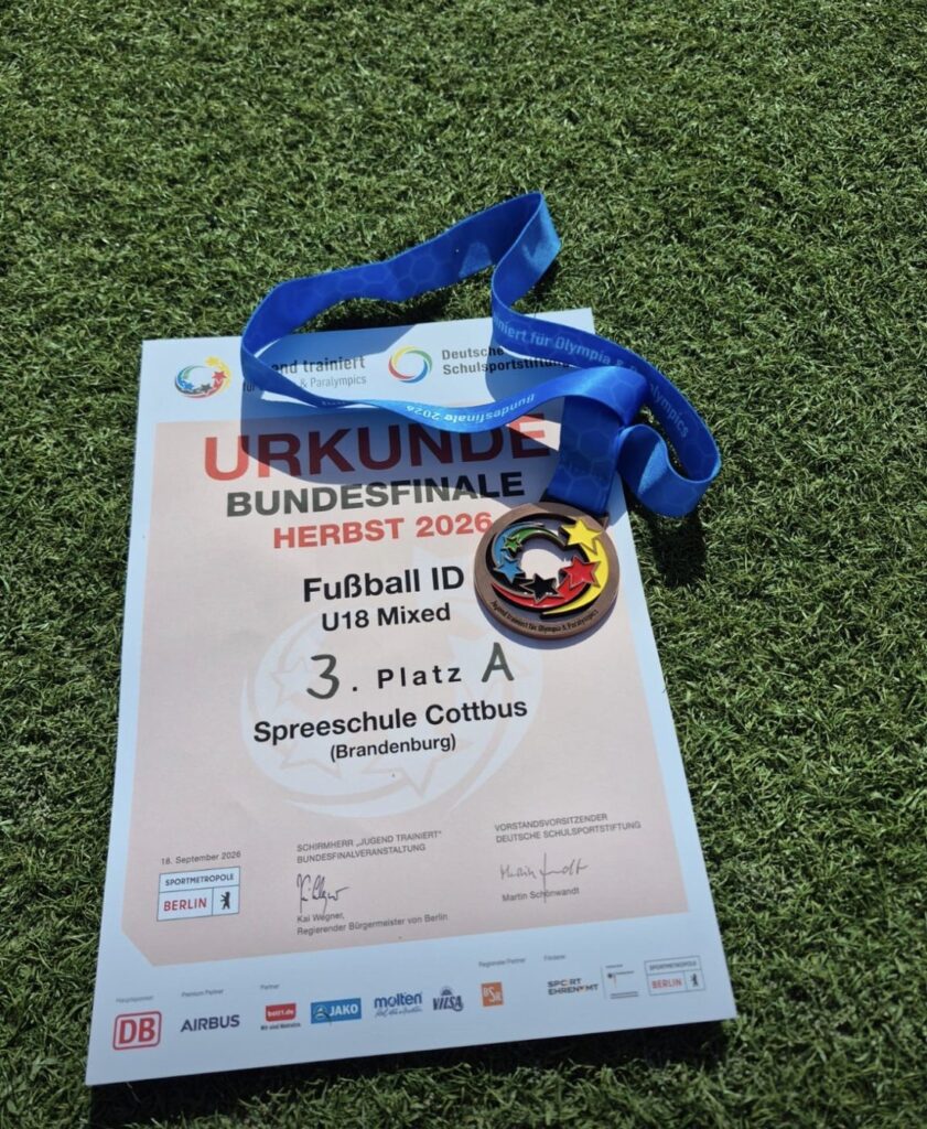 Urkunde der Spreeschule Cottbus vom Bundesfinale
