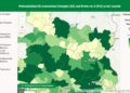 Karte aus dem Potenzialatlas mit dem Potenzial für erneuerbare Energien je Gemeinde in der Lausitz