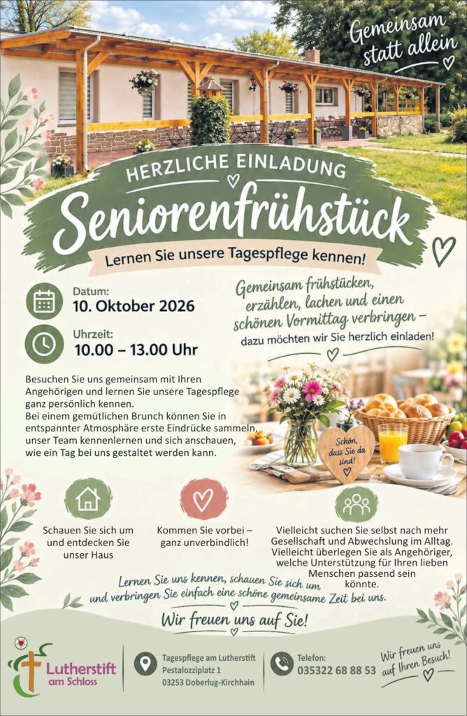 Einladung der Tagespflege am Lutherstift zum Seniorenfrühstück am 10. Oktober 2026