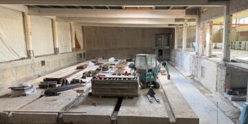 Die Baustelle zum Richtfest im April
