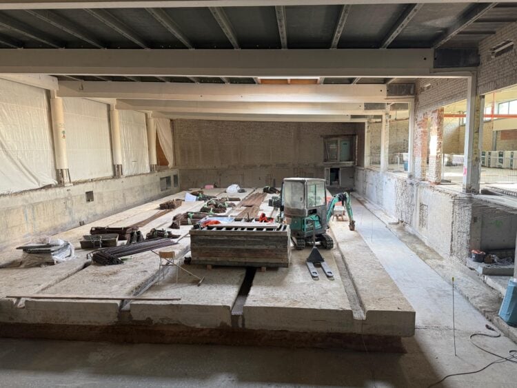 Die Baustelle zum Richtfest im April