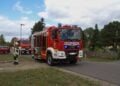 Löschfahrzeuge der Feuerwehr in der Hammerstraße in Klein Köris