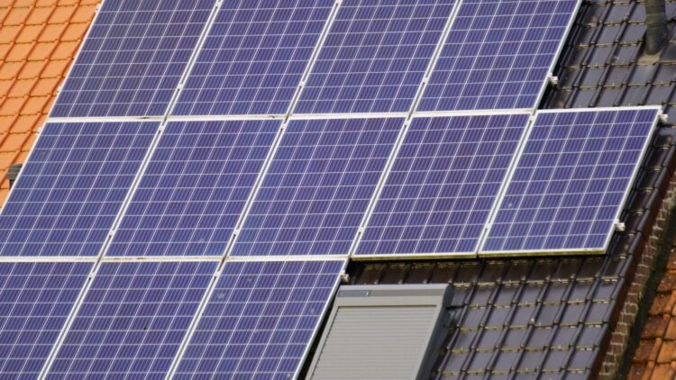 Photovoltaikmodule auf einem roten Ziegeldach