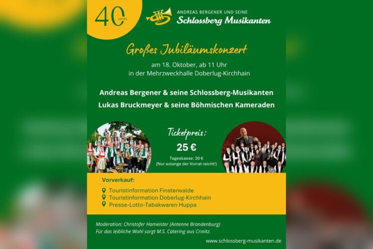 Plakat zum Jubiläumskonzert 40 Jahre Schlossberg-Musikanten