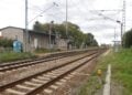 Bahnhof Rehfeld mit Gleisen und Bahnsteig