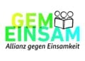 Logo mit dem Schriftzug Gemeinsam, Allianz gegen Einsamkeit, und drei lesenden Figuren hinter einem Buch