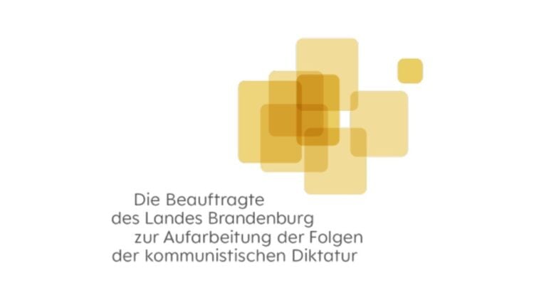 Logo der Beauftragten des Landes Brandenburg zur Aufarbeitung der Folgen der kommunistischen Diktatur mit gelben Quadraten