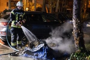 Papiertonne brennt in Königs Wusterhausen, auch Baum beschädigt