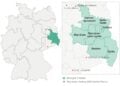 Karte mit Südbrandenburg und Lausitz sowie den nächstgelegenen Unternehmen im Wachstumsranking