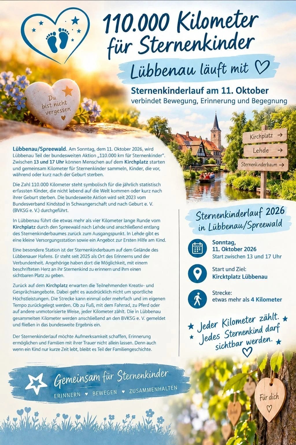 Flyer zum Sternenkinderlauf in Lübbenau am 11. Oktober 2026