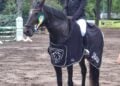 Reiterin des Reitvereins Sielow mit Siegerschleife und Abschwitzdecke