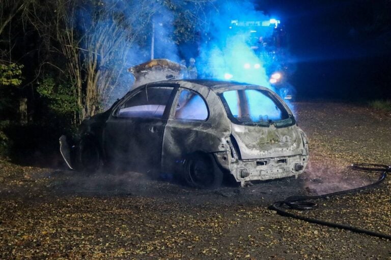 Feuerwehreinsatz am Parkplatz des Madlower Badesees in Cottbus