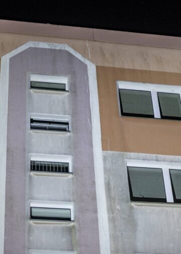 Obere Etagen des geräumten Wohnhauses in der Weinbergstraße