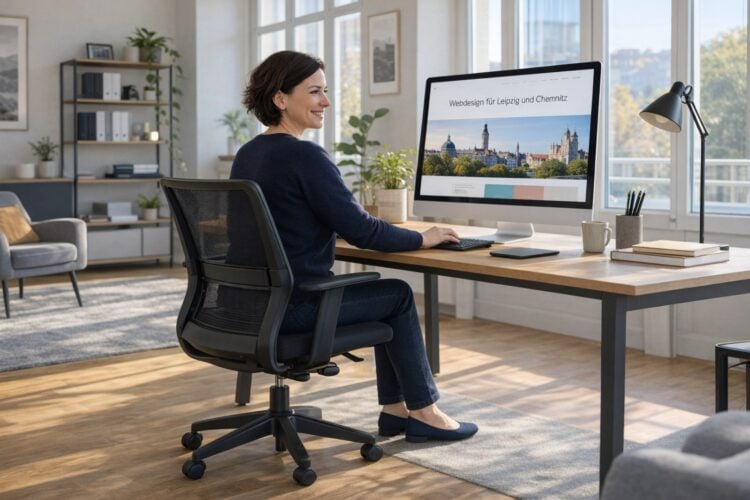 Für Unternehmen aus Leipzig und Chemnitz stellt sich oft die Frage, wer das beste Webdesign bietet (KI-generierte Illustration)